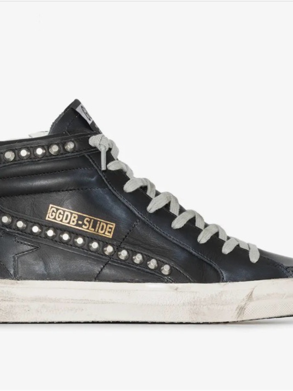 Golden Goose Black and White High-Top Studded Sneakers